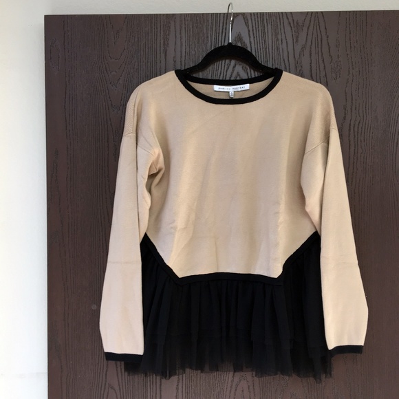 English Factory Tulle Sweater - Camel/ Black - Picture 5 of 8